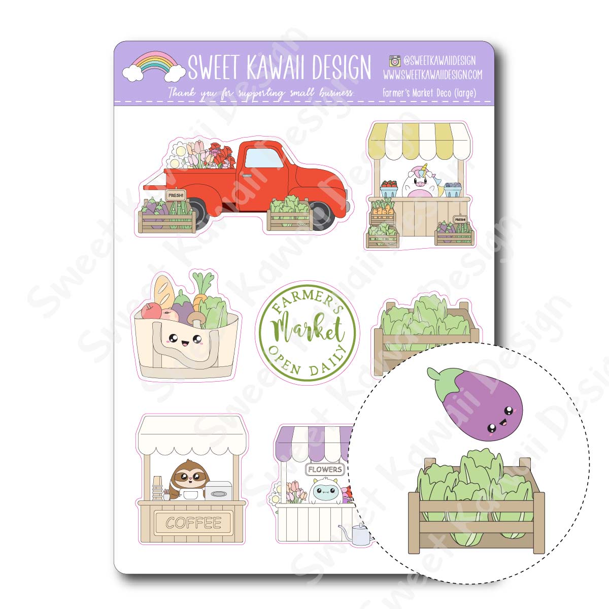 Kawaii Farmer's Market Deco (Large) Stickers