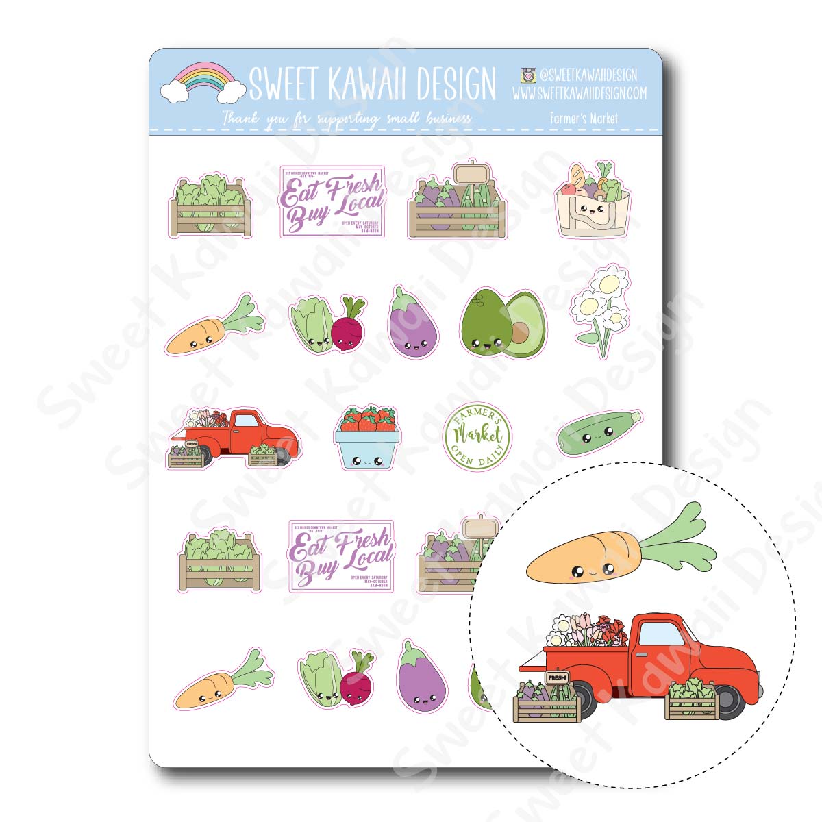 Kawaii Farmer's Market Mix Stickers