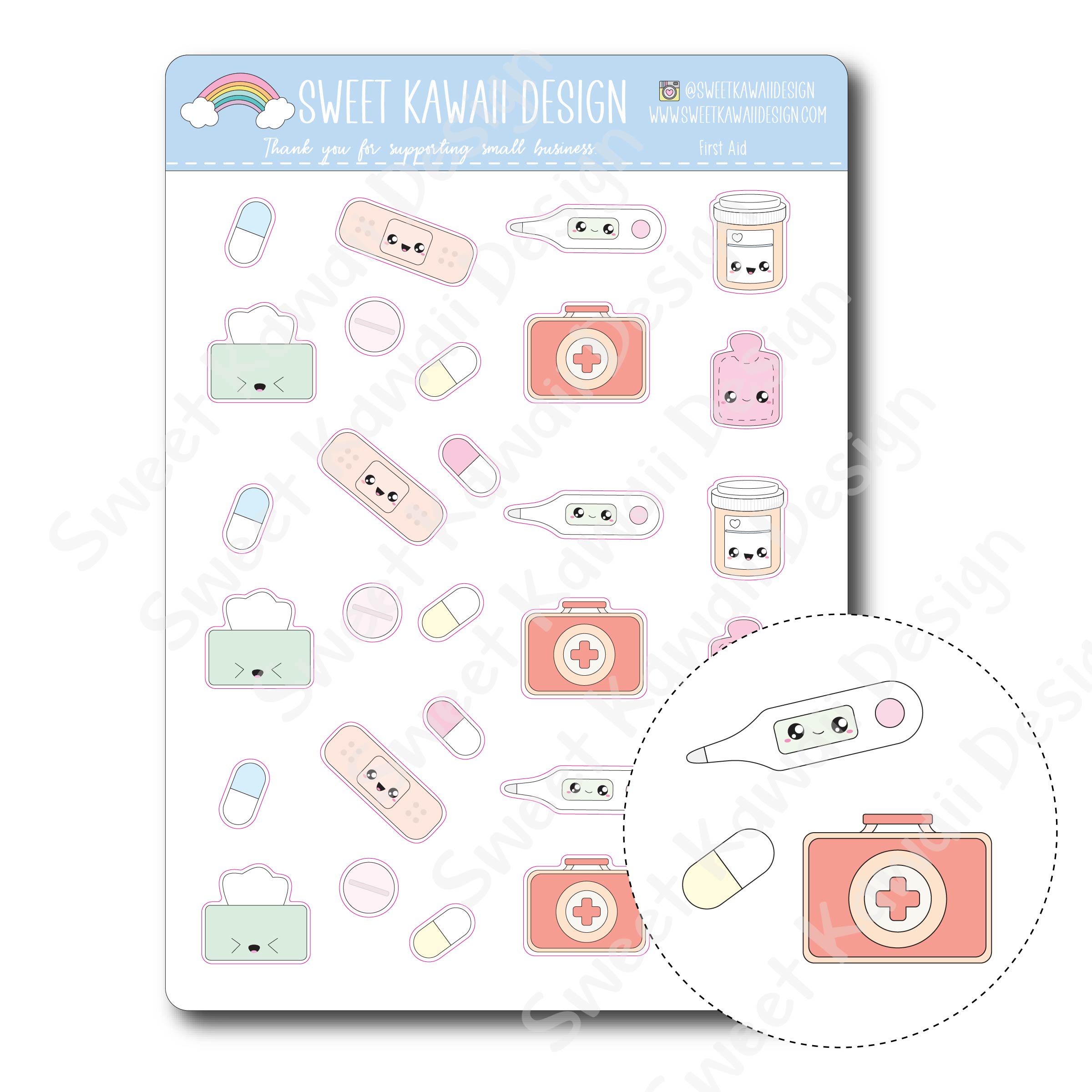 Kawaii First Aid (Mix) Stickers – Sweet Kawaii Design