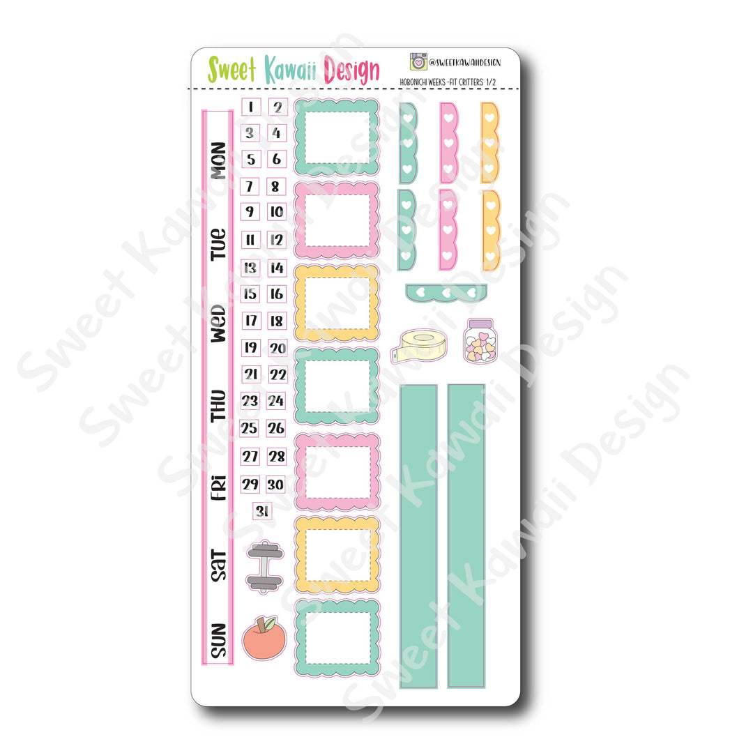 Kawaii Hobonichi Weeks Stickers - Fit Critters