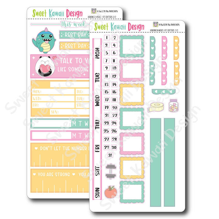 Kawaii Hobonichi Weeks Stickers - Fit Critters