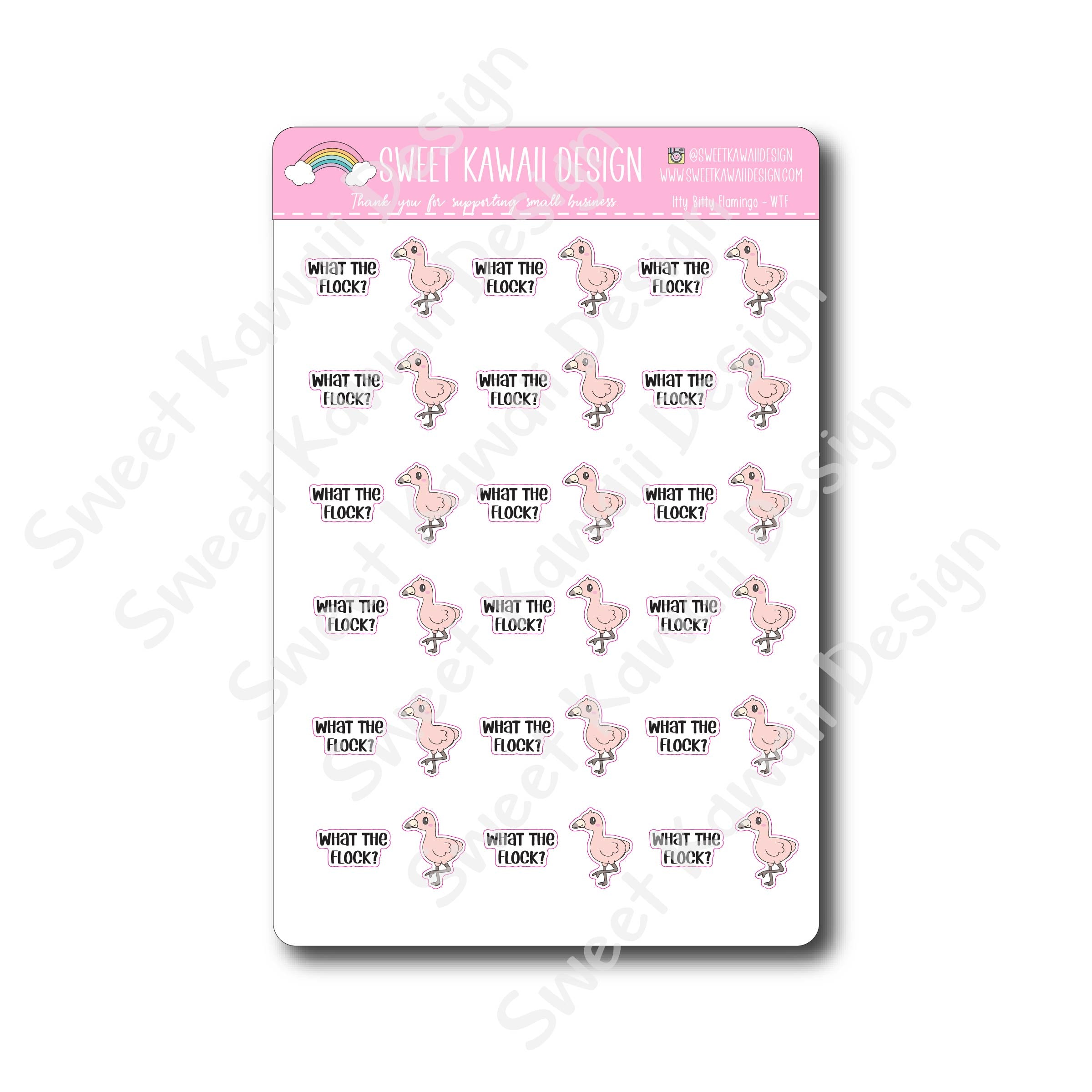 Kawaii Flamingo Stickers - WTF