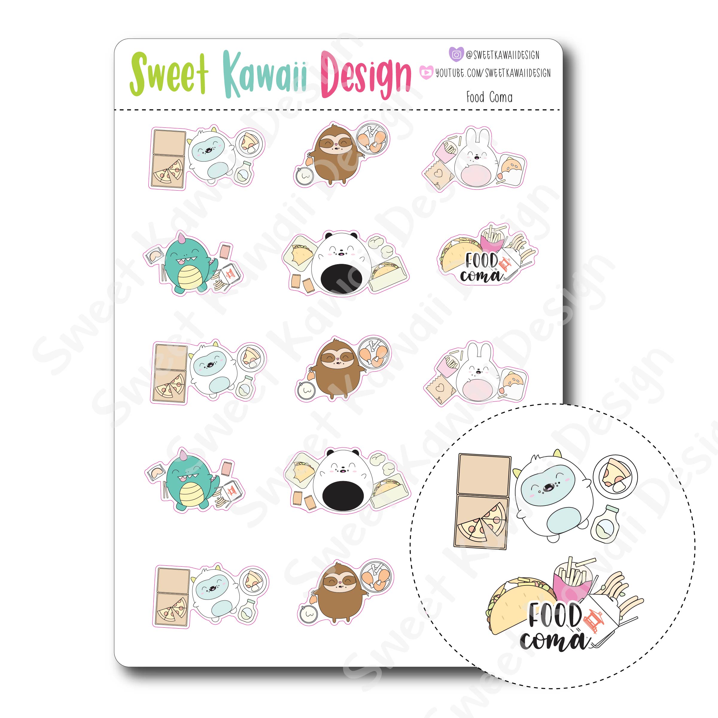 Kawaii Food Coma Stickers
