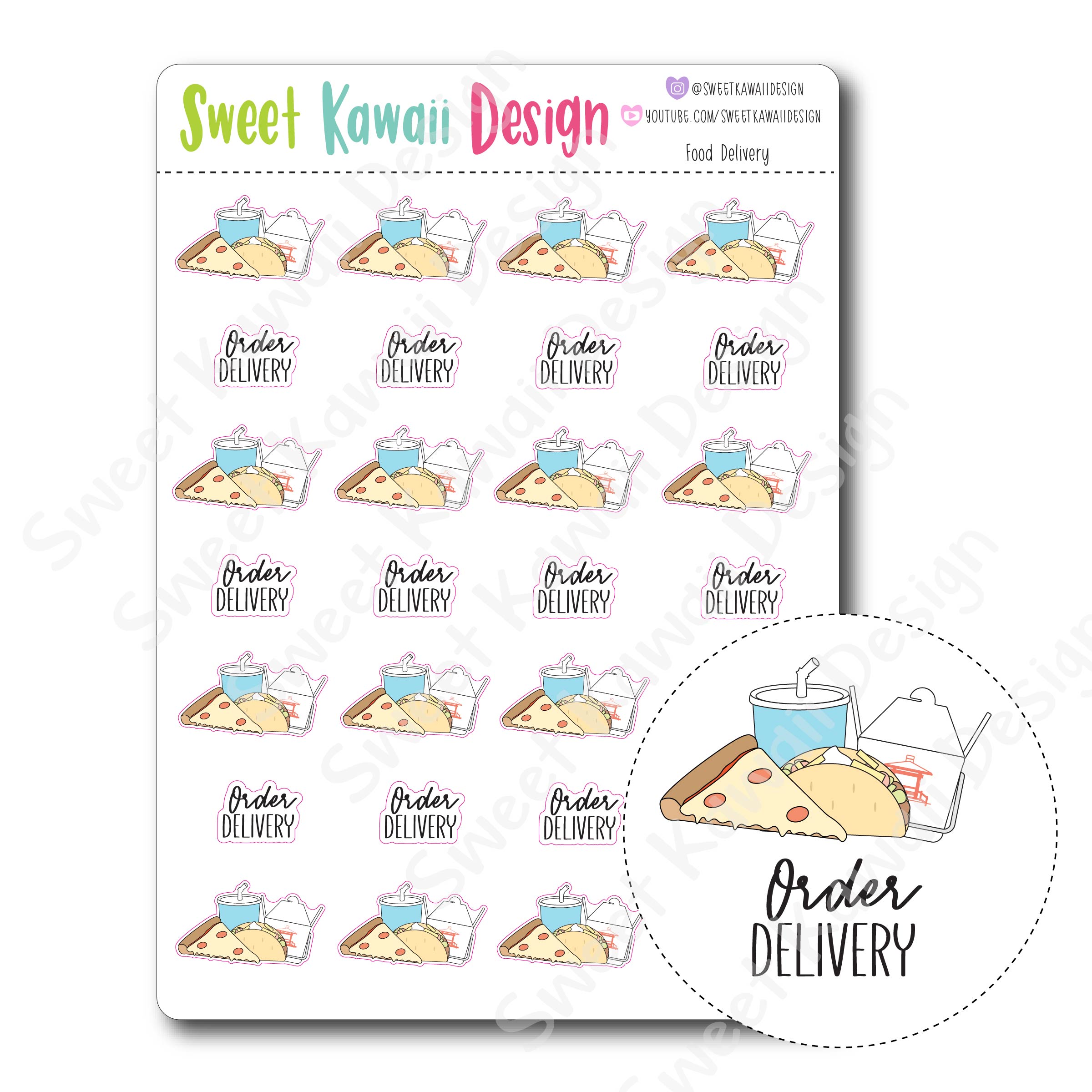 Kawaii Food Delivery Stickers