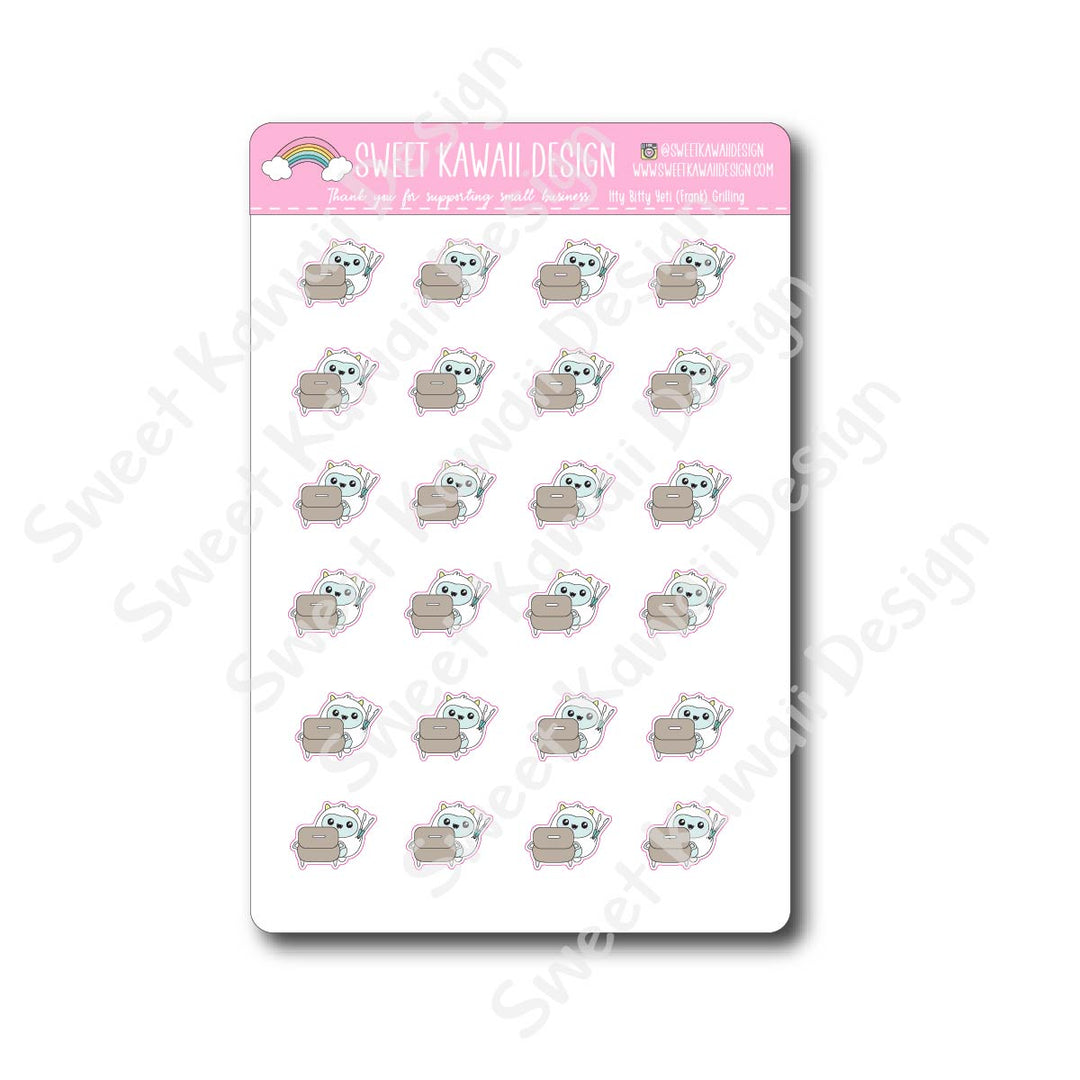Kawaii Yeti Stickers - Grilling
