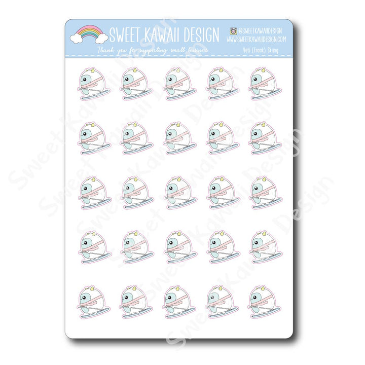 Kawaii Yeti (Frank) Stickers - Skiing