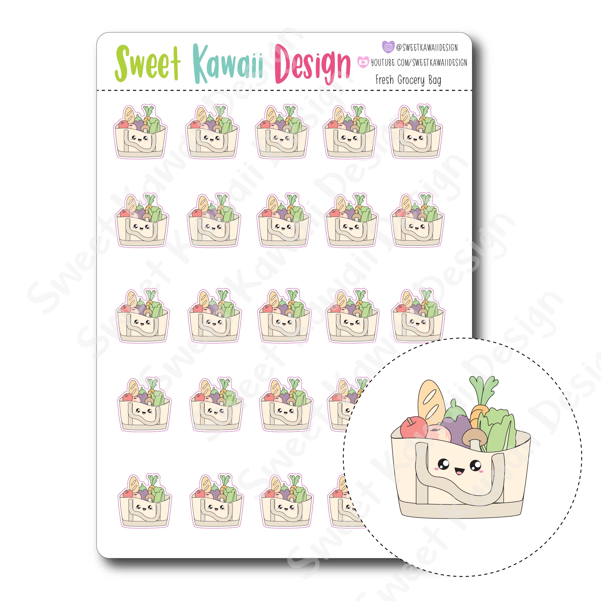 Kawaii Fresh Grocery Bag Stickers