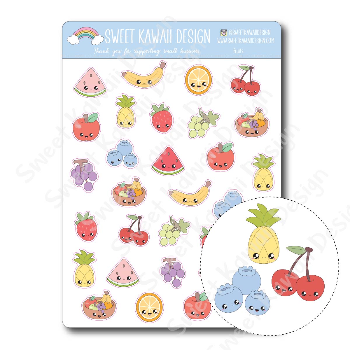 Kawaii Fruit Stickers