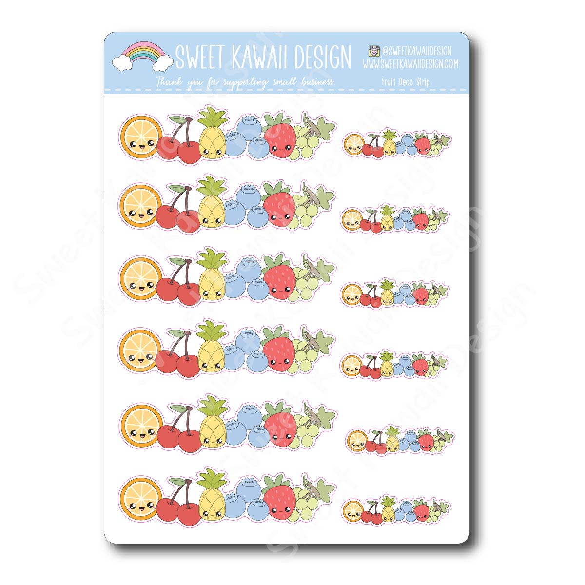 Kawaii Fruit Deco Strip Stickers