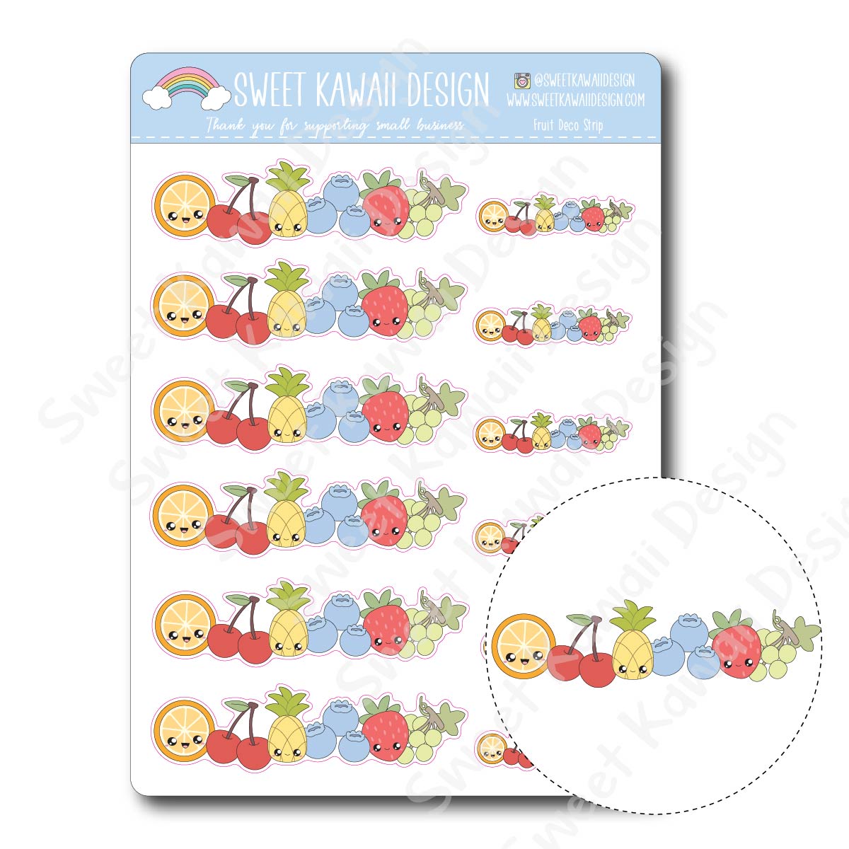 Kawaii Fruit Deco Strip Stickers