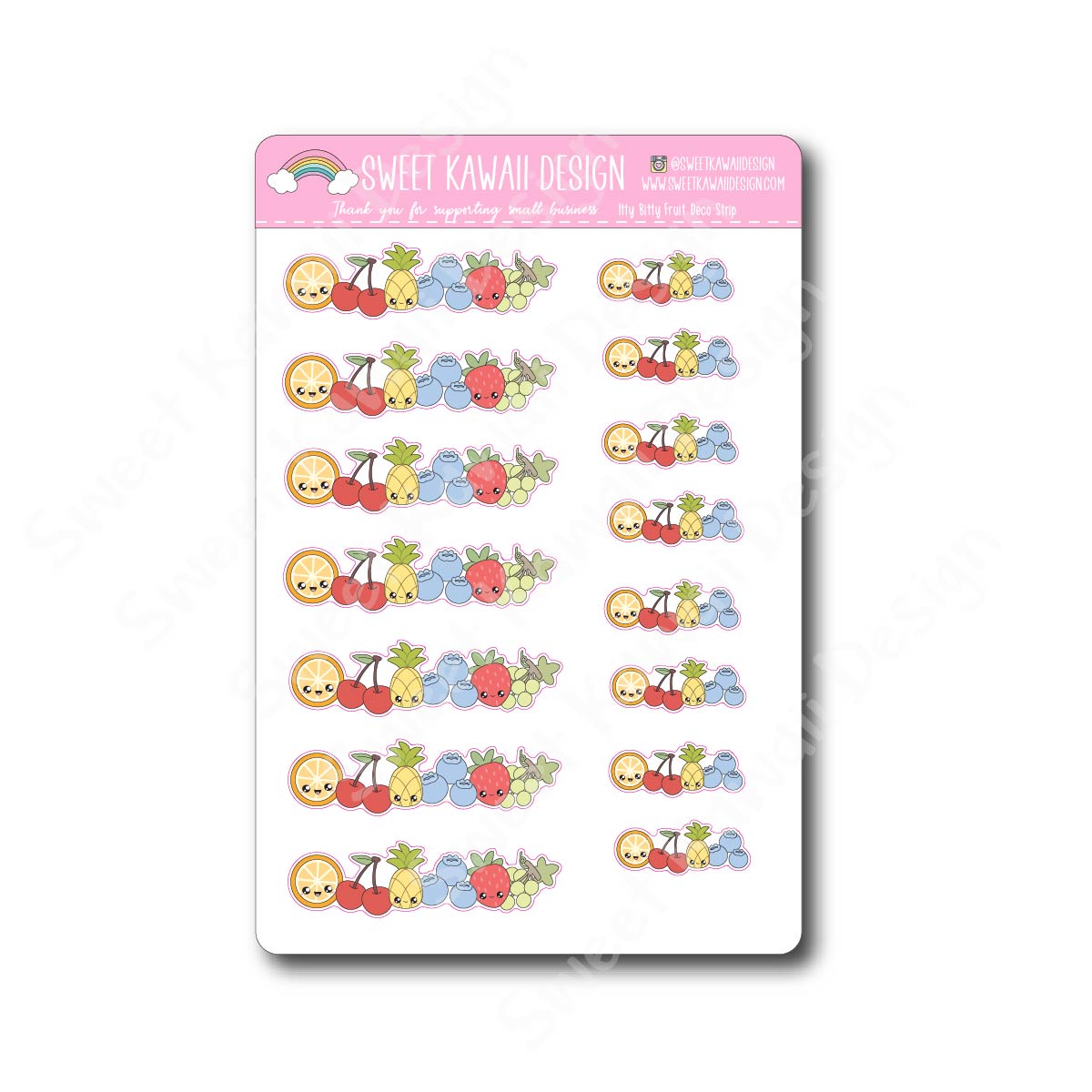 Kawaii Fruit Deco Strip Stickers