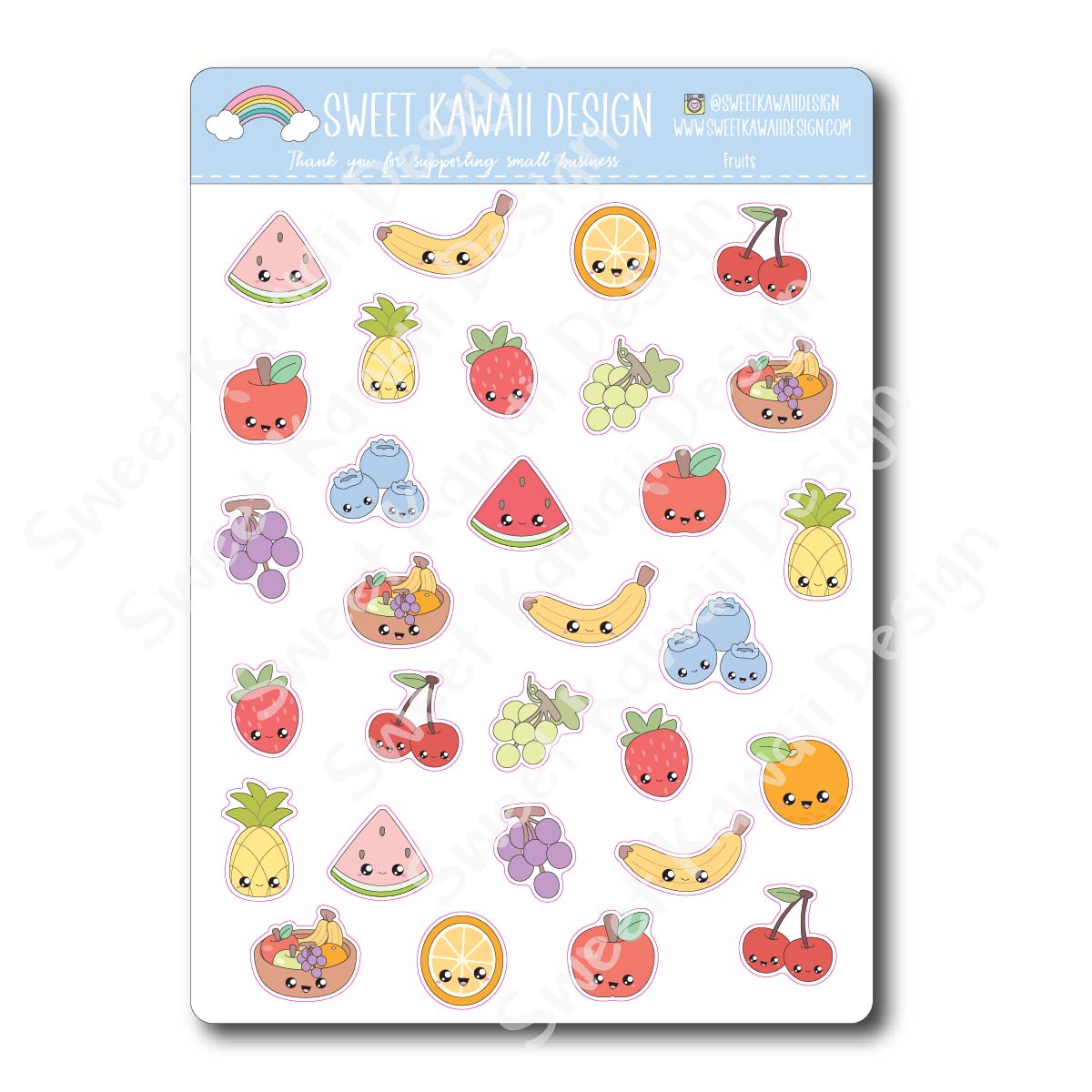 Kawaii Fruit Stickers