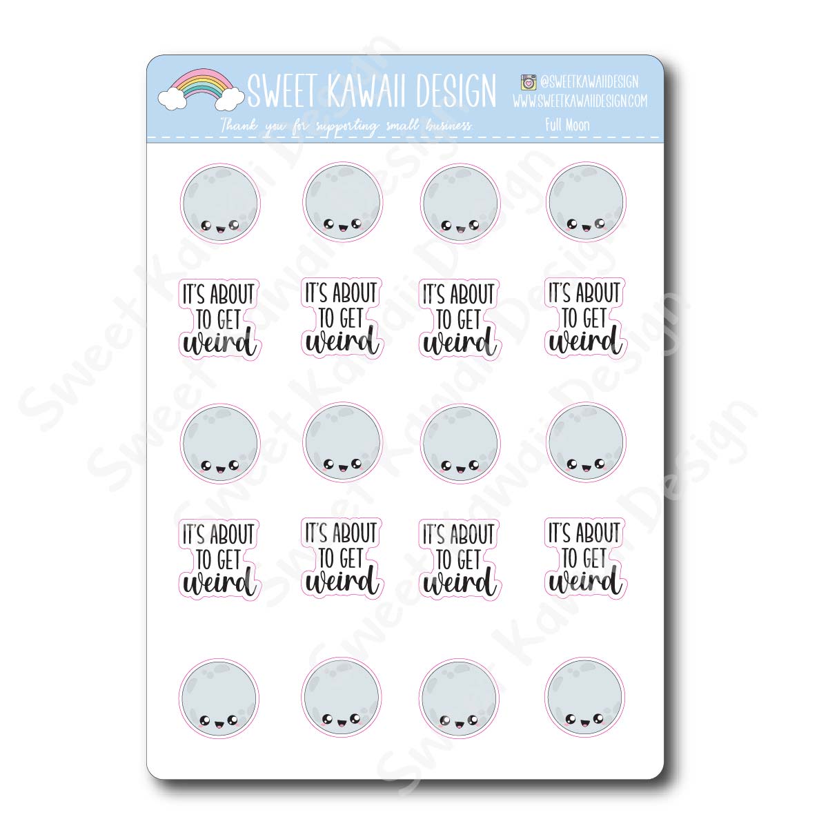Kawaii Full Moon Stickers – Sweet Kawaii Design