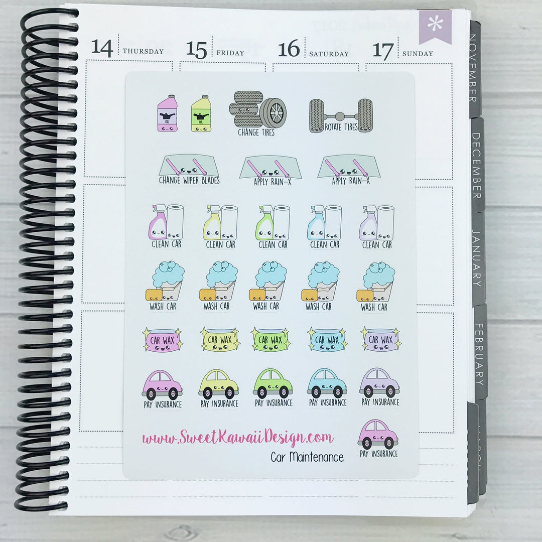 Kawaii Car Maintenance Stickers