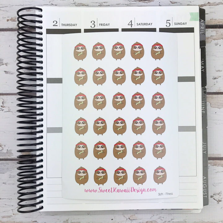 Kawaii Sloth Stickers - Fitness
