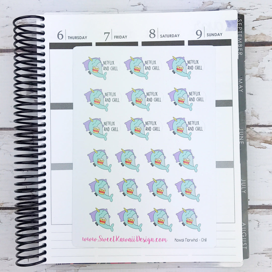 Kawaii Narwhal Stickers - Chillin