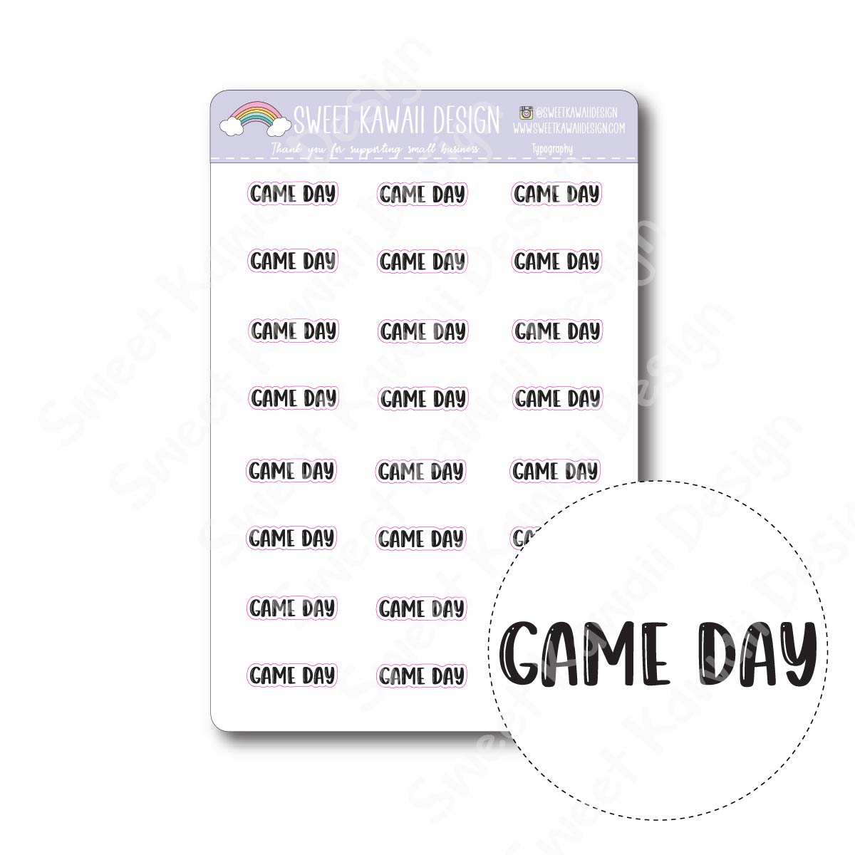 Typography Stickers - Game Day