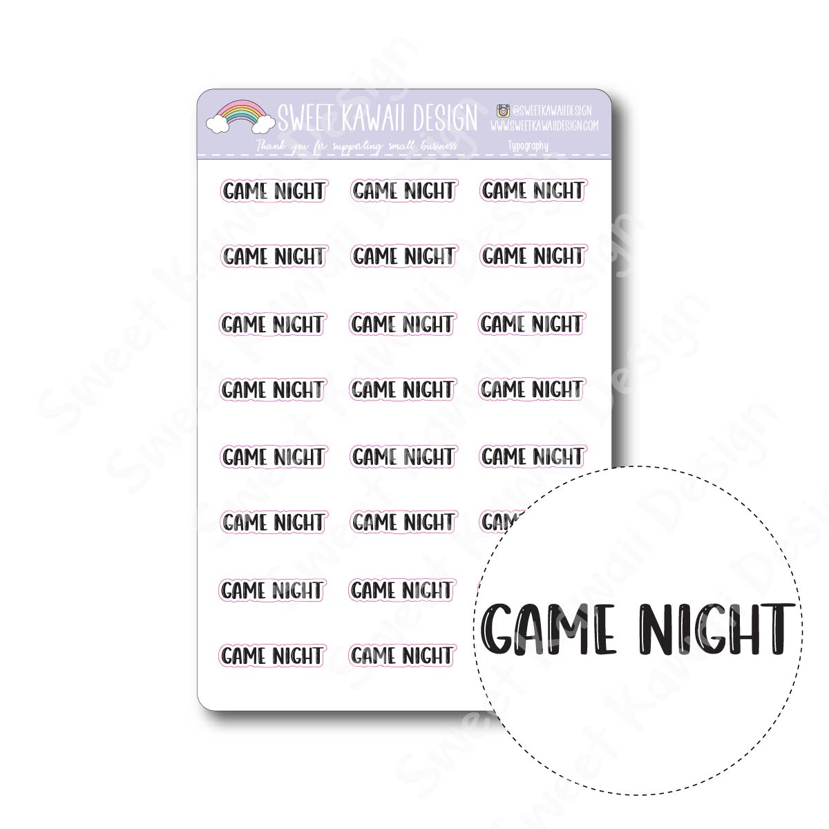 Typography Stickers - Game Night