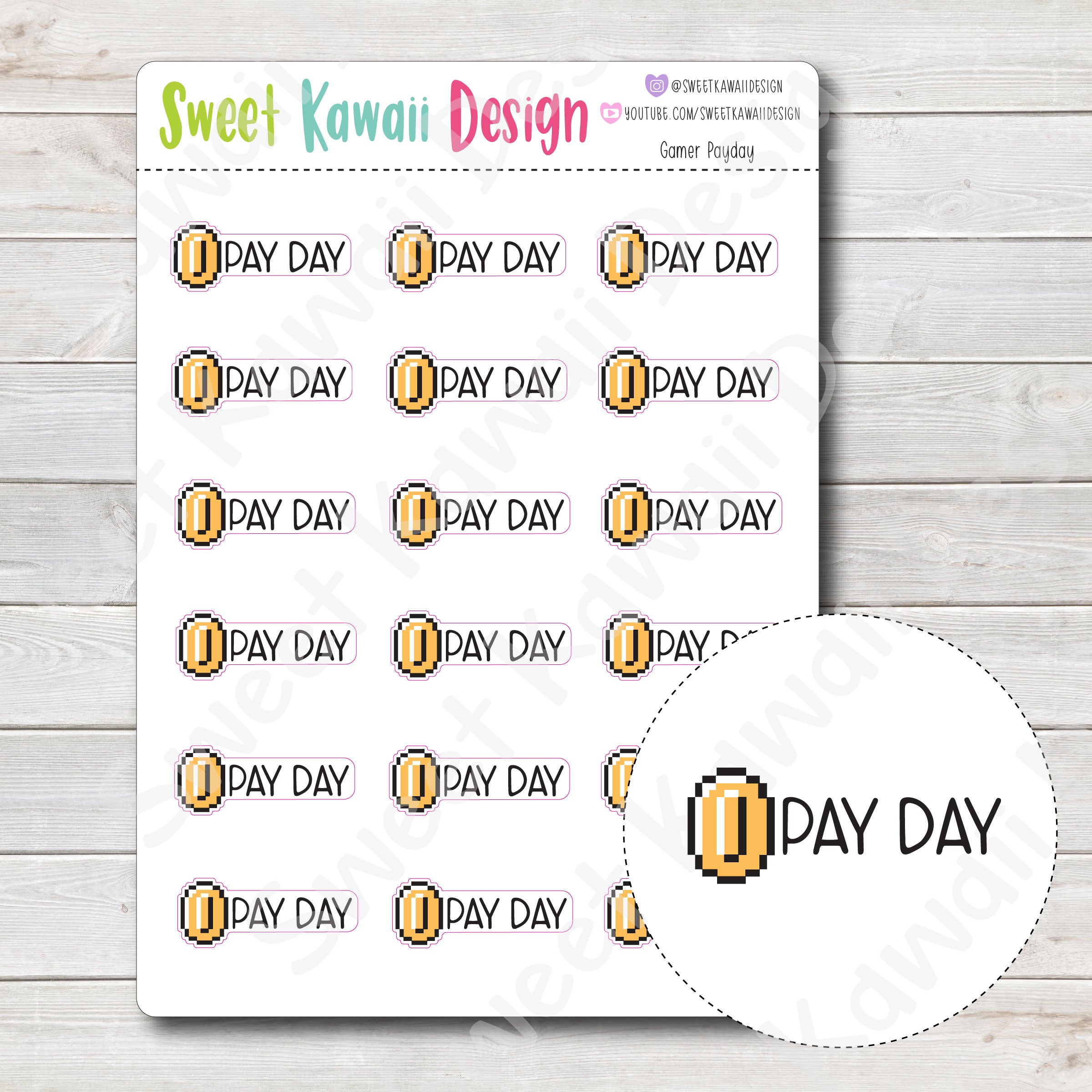 Kawaii Gamer Stickers - Payday