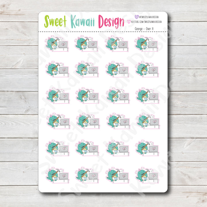 Kawaii George Stickers - Over it