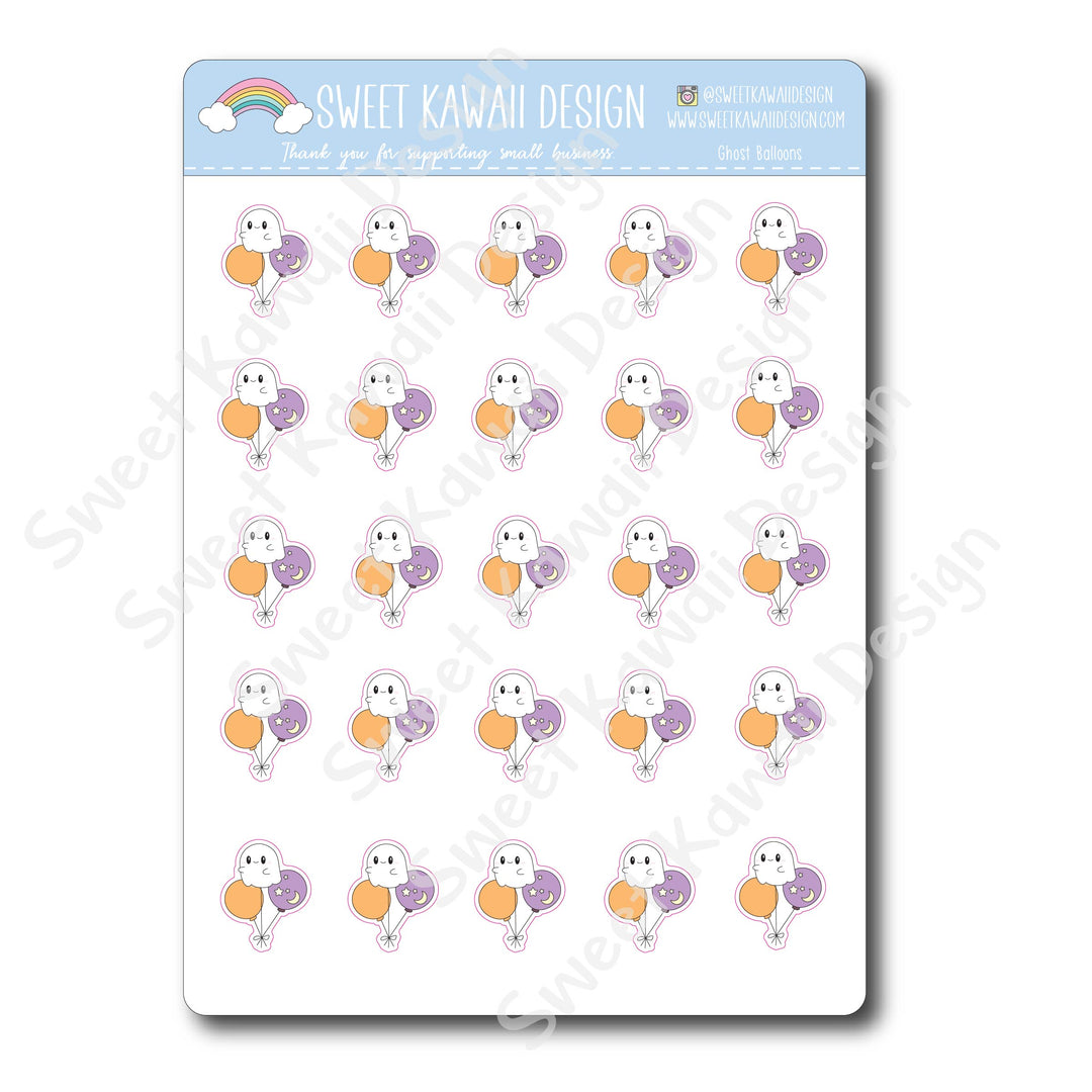 Kawaii Ghost Balloon Stickers