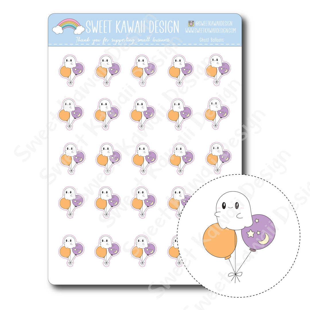 Kawaii Ghost Balloon Stickers