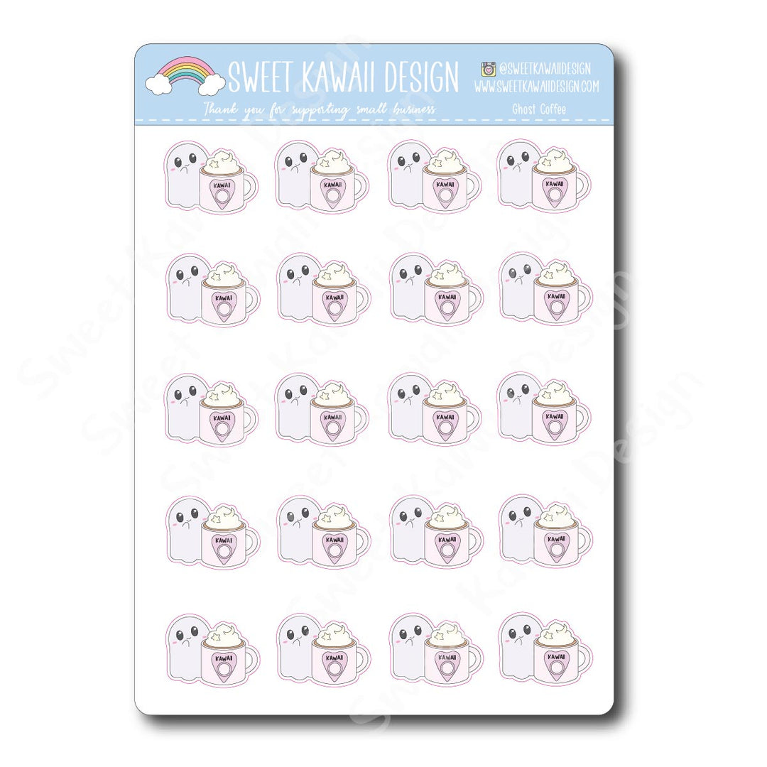 Kawaii Ghost Coffee Stickers