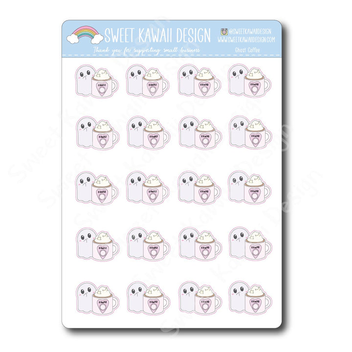 Kawaii Ghost Coffee Stickers