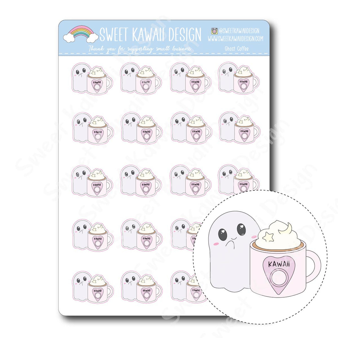 Kawaii Ghost Coffee Stickers