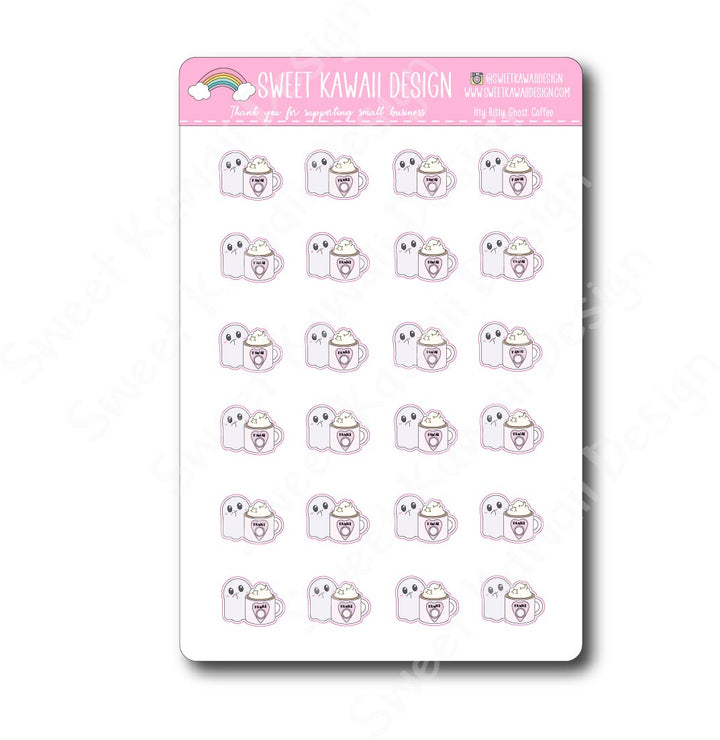 Kawaii Ghost Coffee Stickers