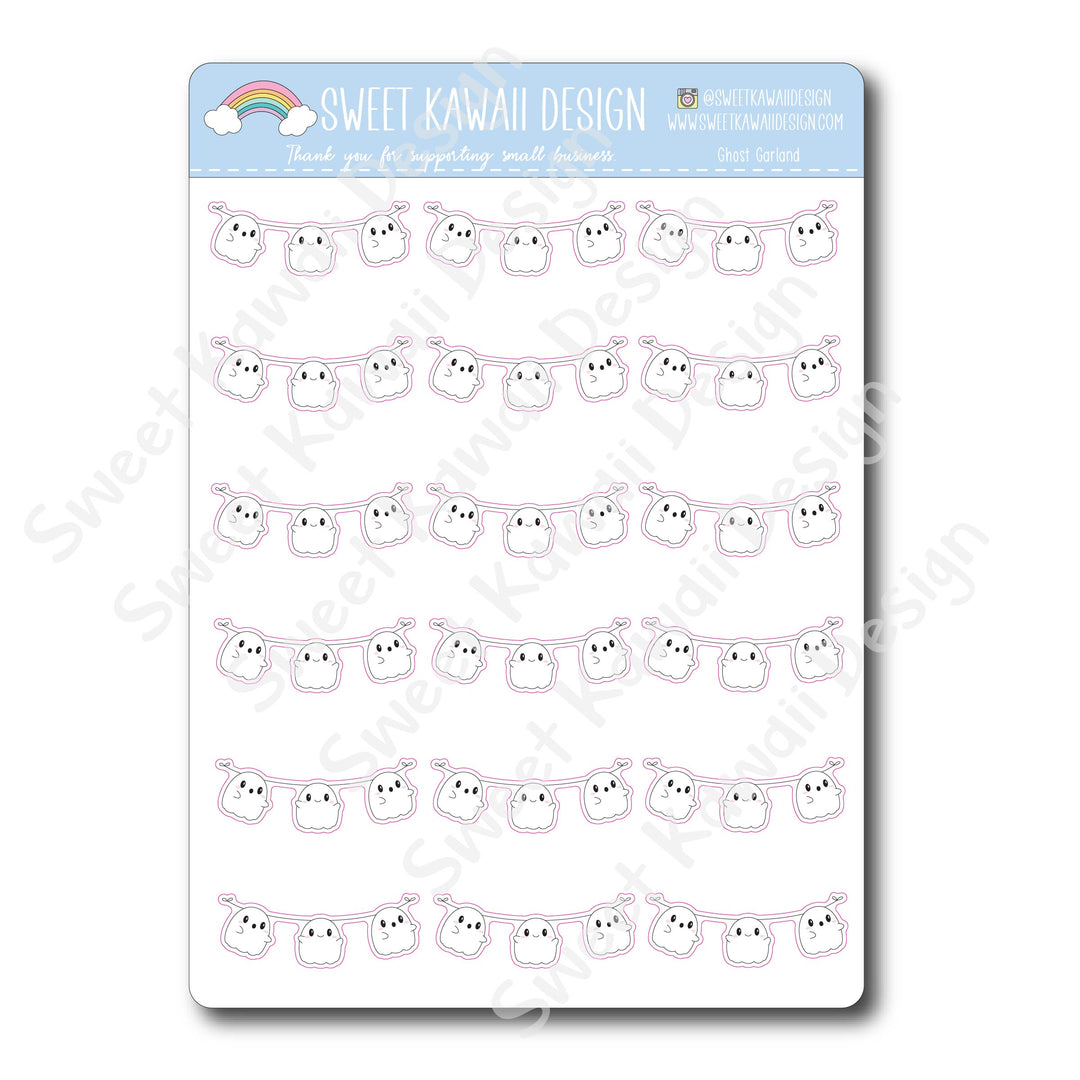 Kawaii Ghost Garland Stickers
