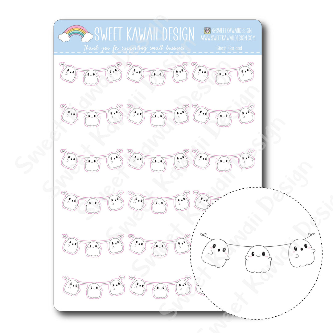 Kawaii Ghost Garland Stickers