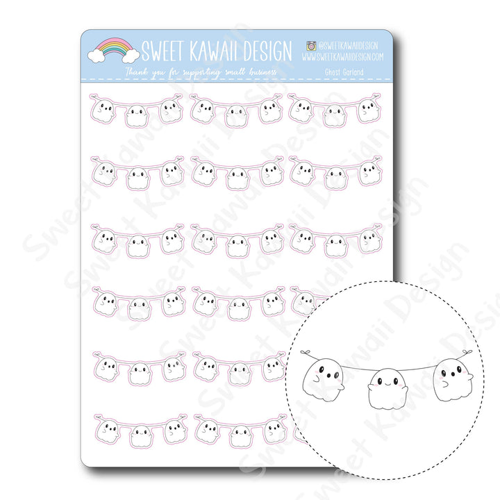 Kawaii Ghost Garland Stickers