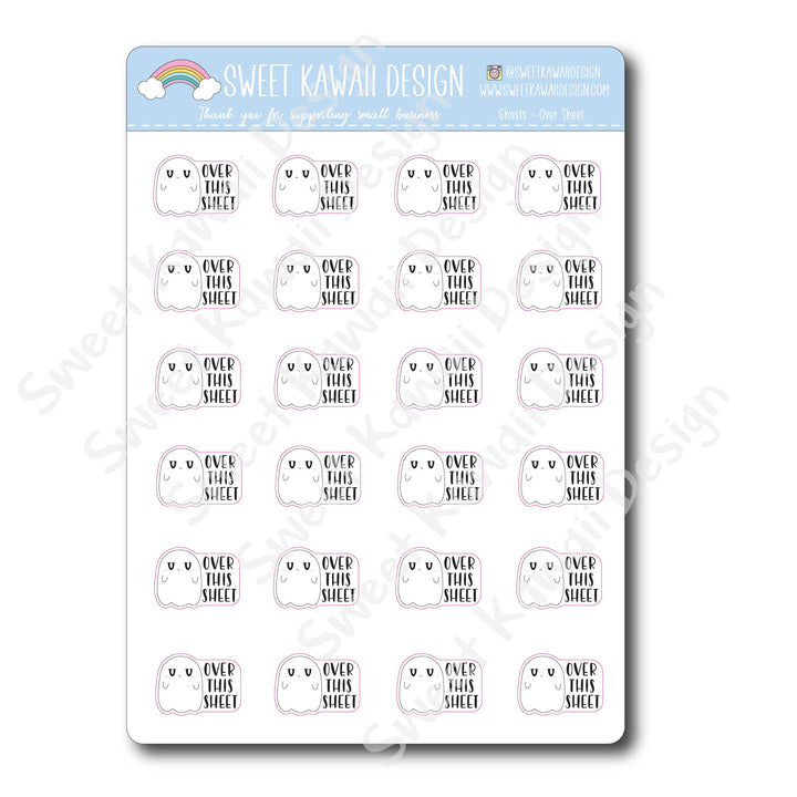 Kawaii Ghost Stickers - Over Sheet