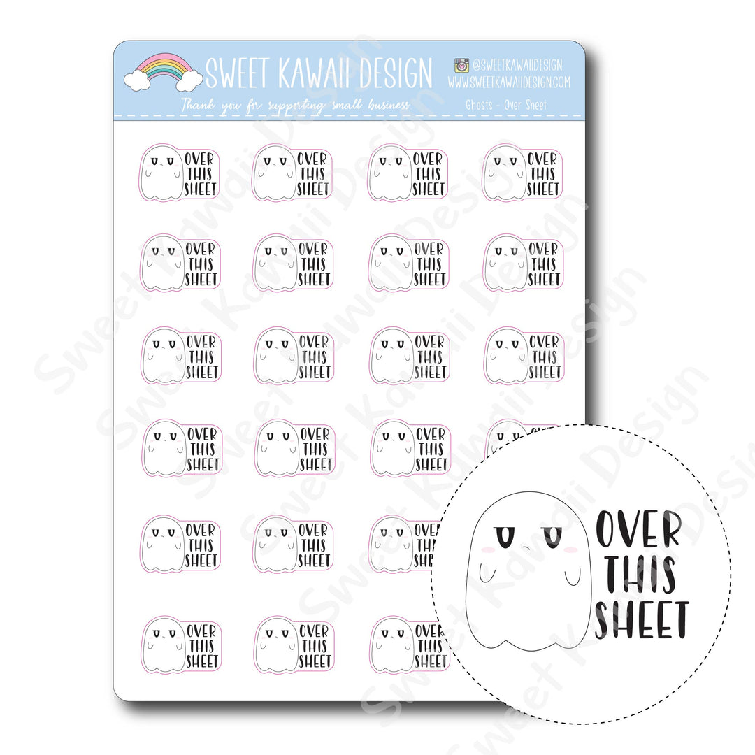 Kawaii Ghost Stickers - Over Sheet