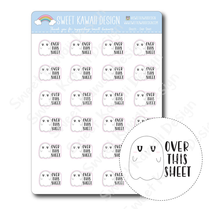 Kawaii Ghost Stickers - Over Sheet