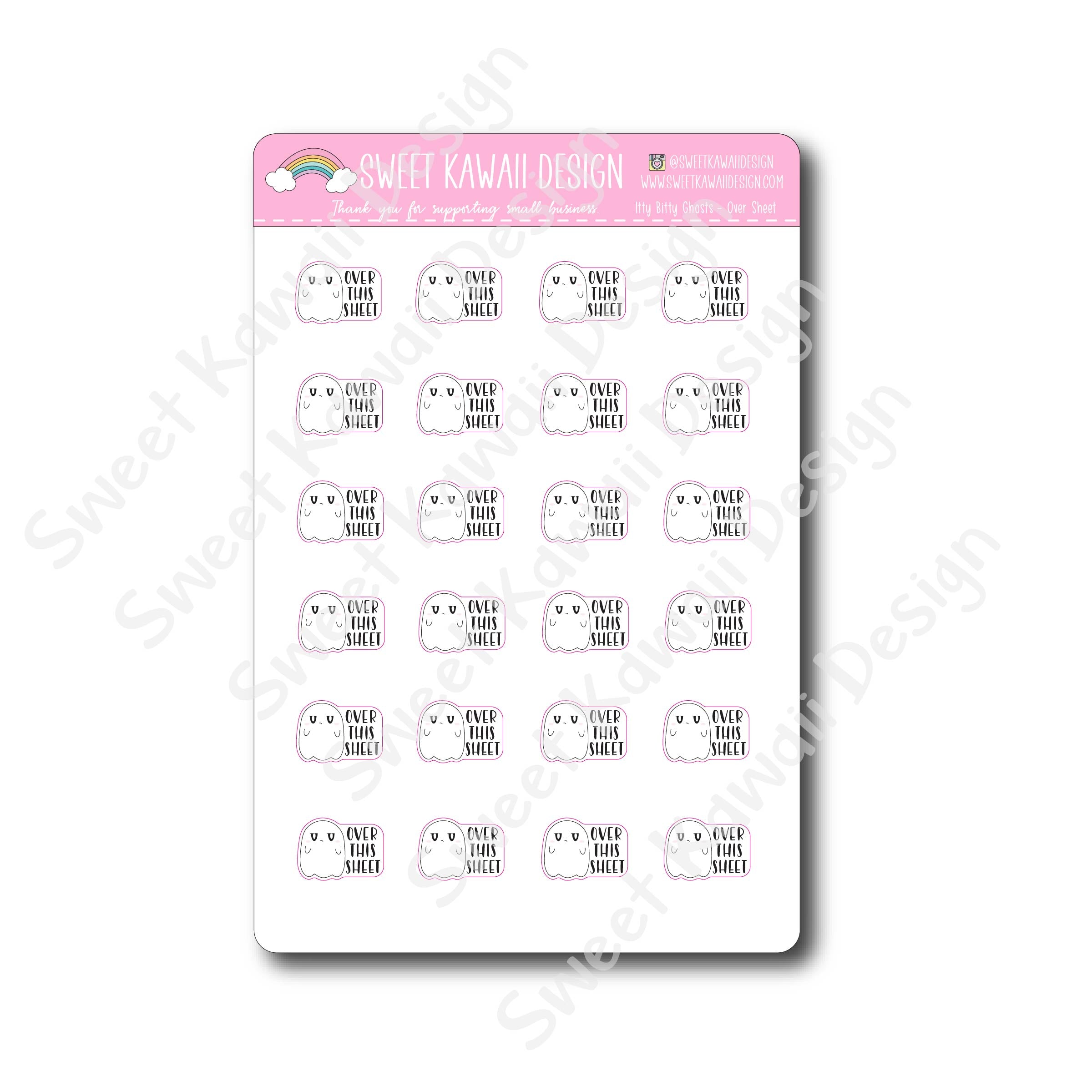 Kawaii Ghost Stickers - Over Sheet