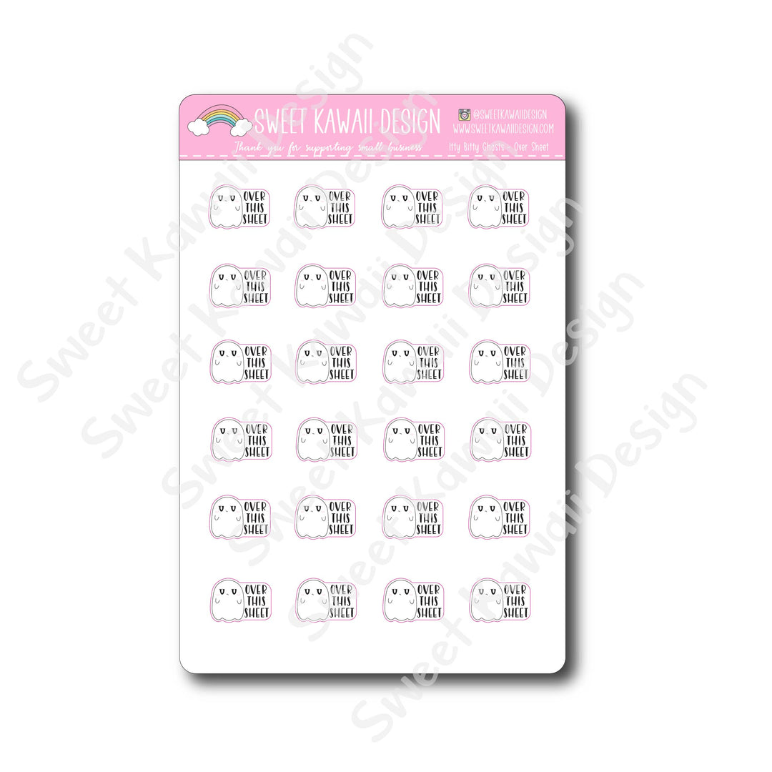 Kawaii Ghost Stickers - Over Sheet