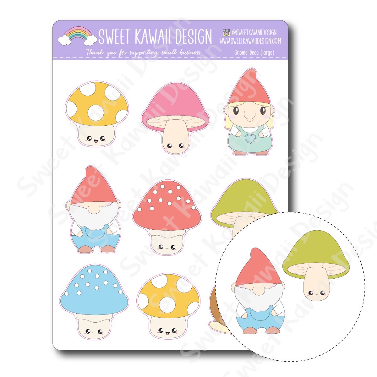 Kawaii Gnome Deco (Large) Stickers