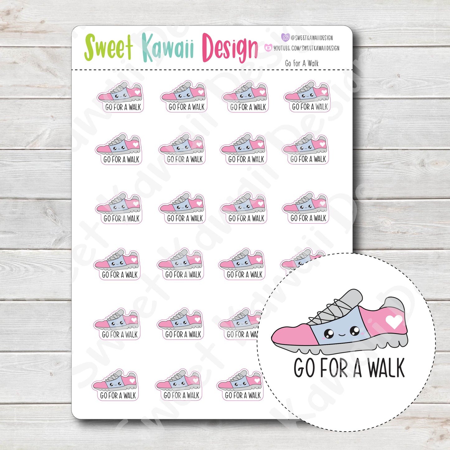 Kawaii Go For A Walk Stickers