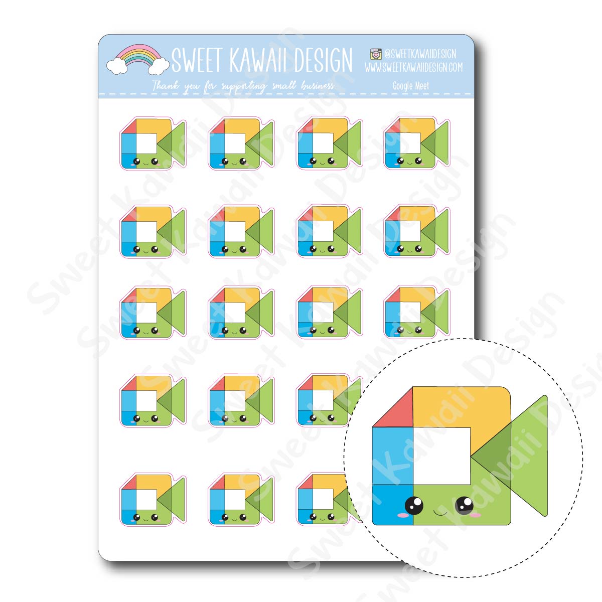 Kawaii Google Meet Stickers