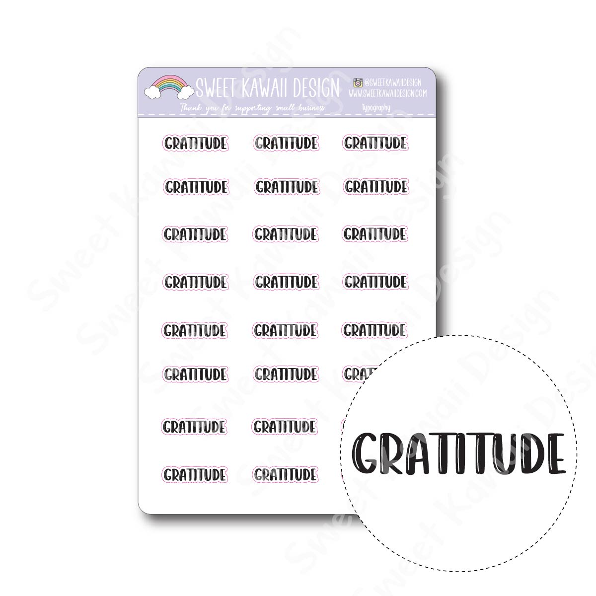 Typography Stickers - Gratitude