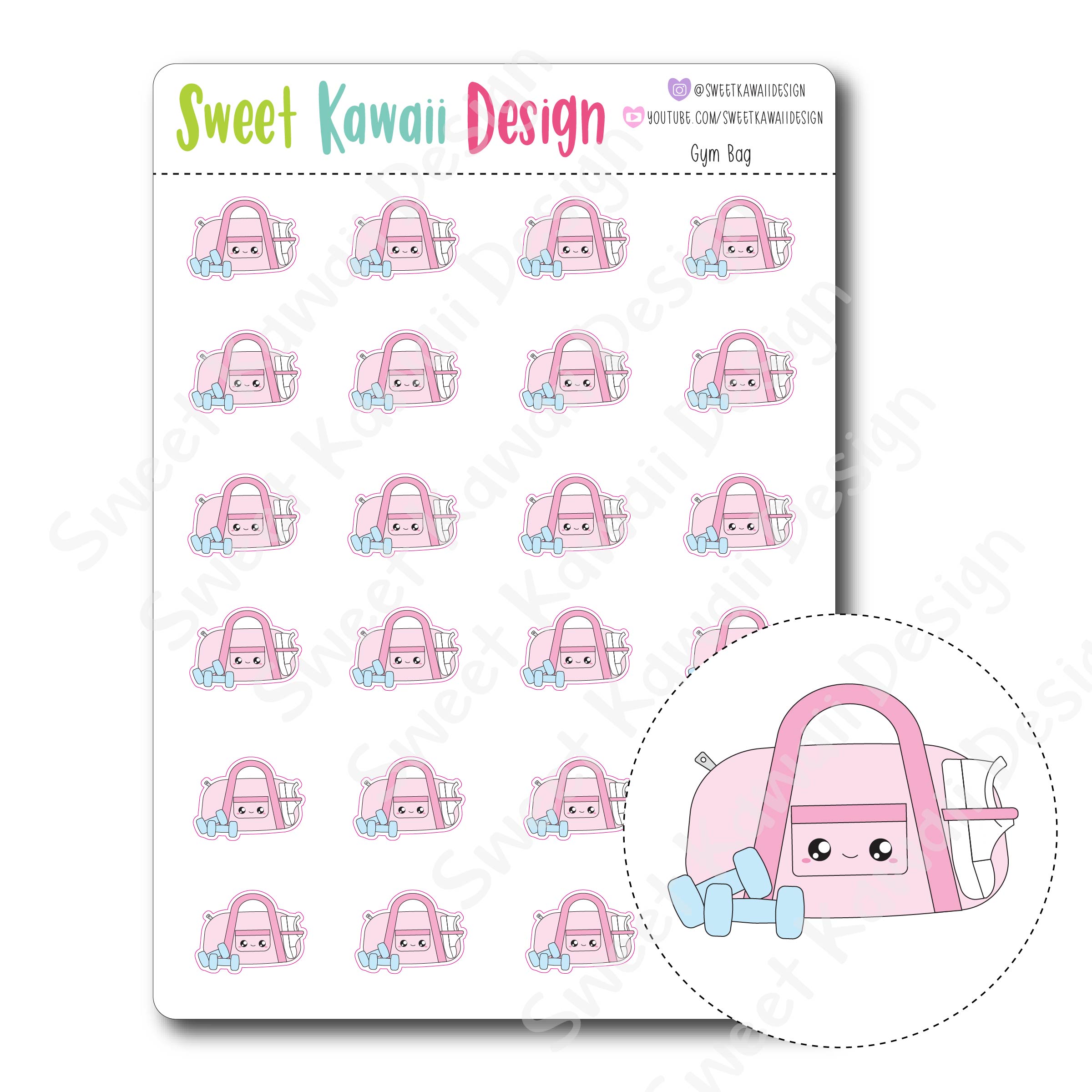 Kawaii Gym Bag Stickers