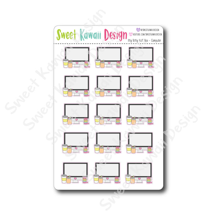 Kawaii Half Box Stickers - Computer