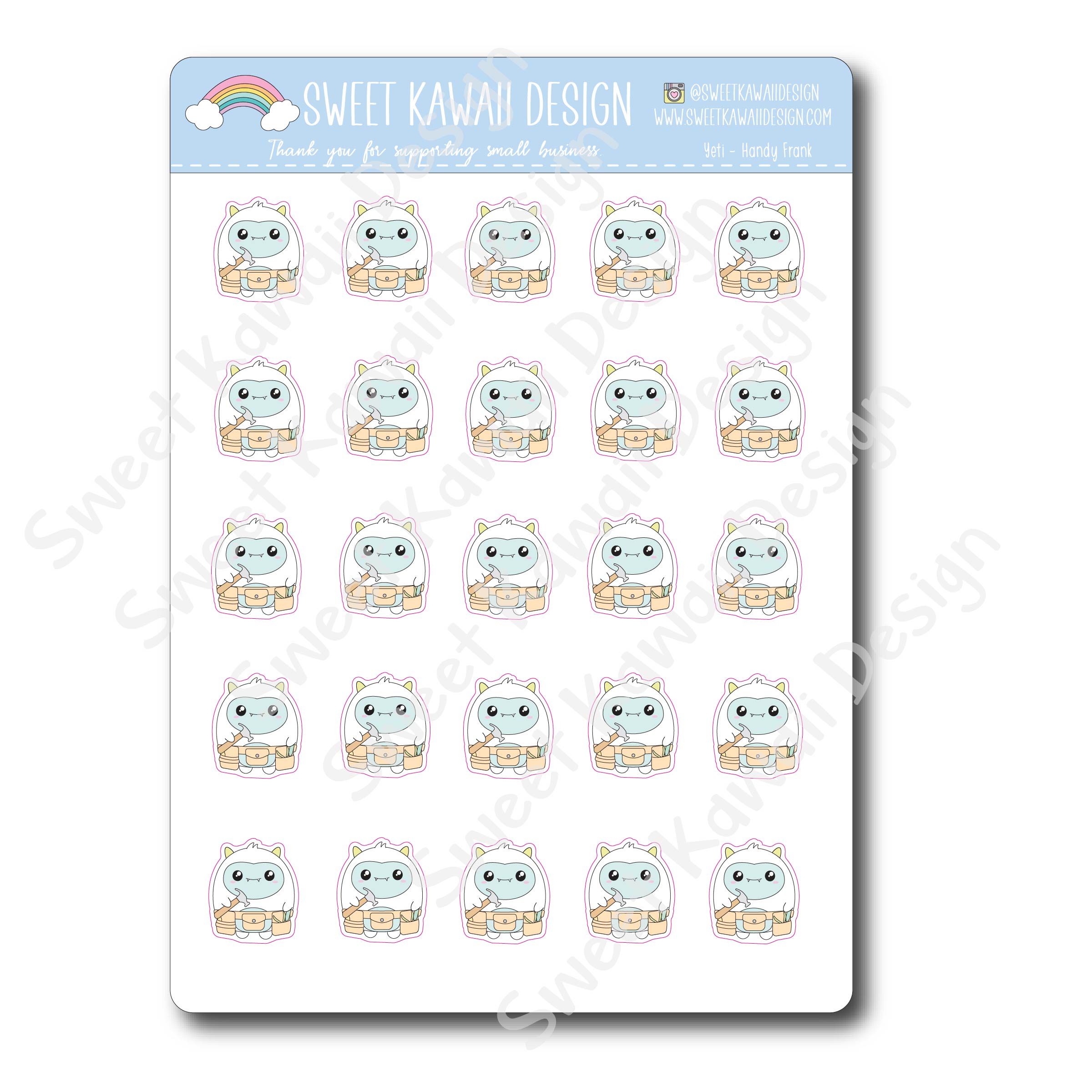 Kawaii Yeti Stickers - Handy Frank