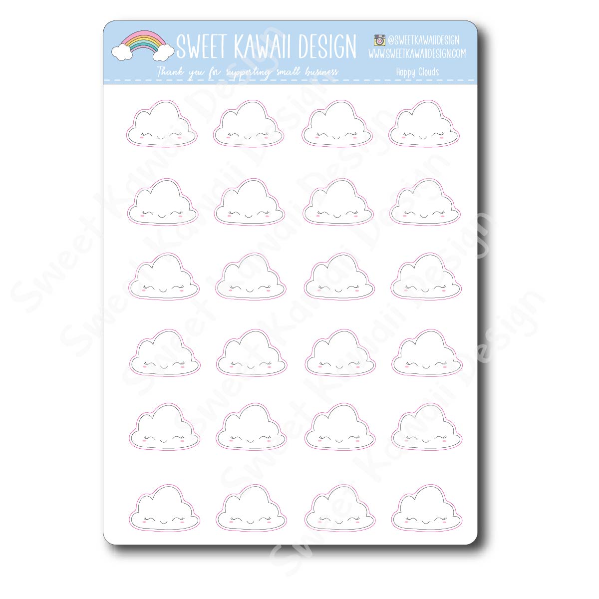 Kawaii Happy Clouds Stickers