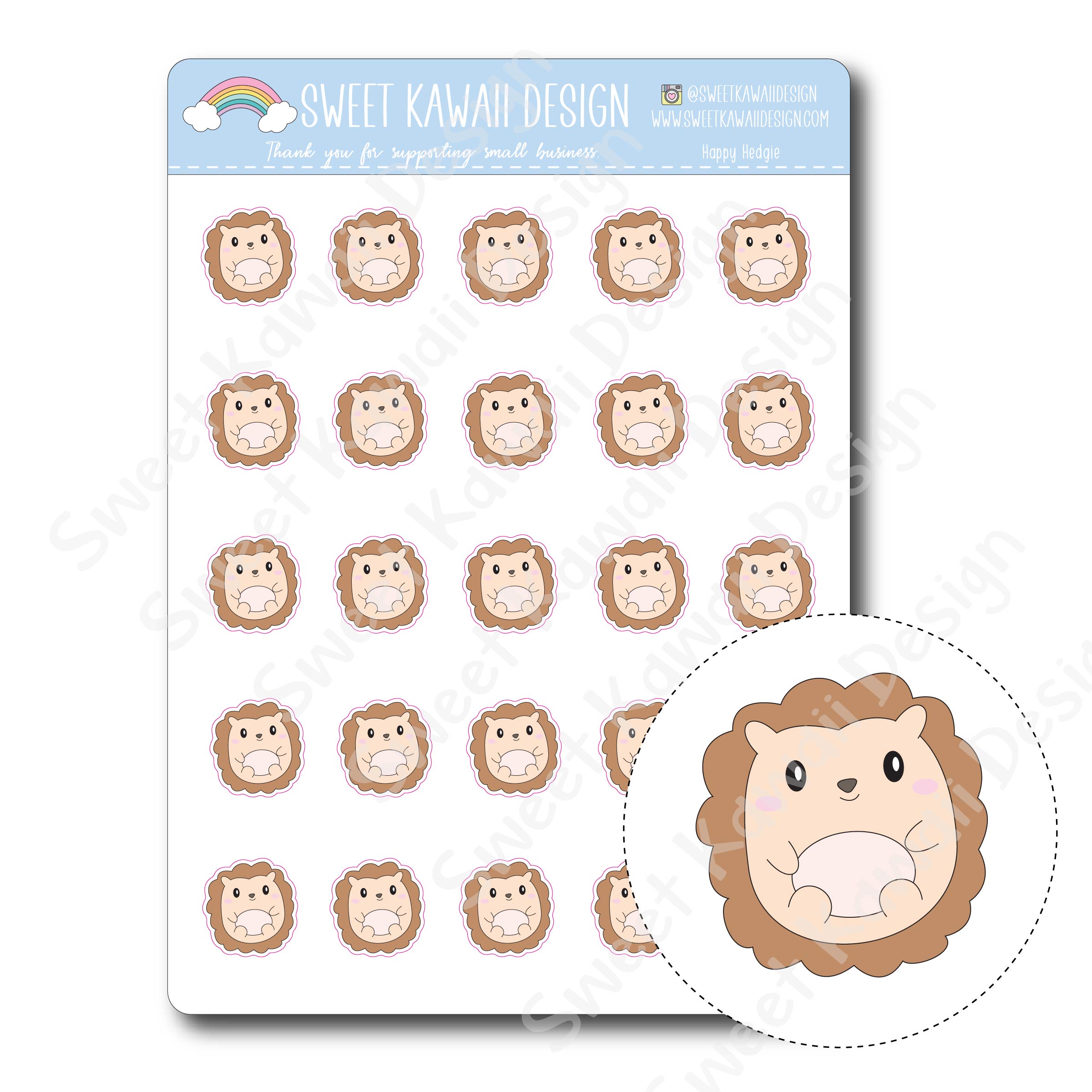 Kawaii Happy Hedgie Stickers