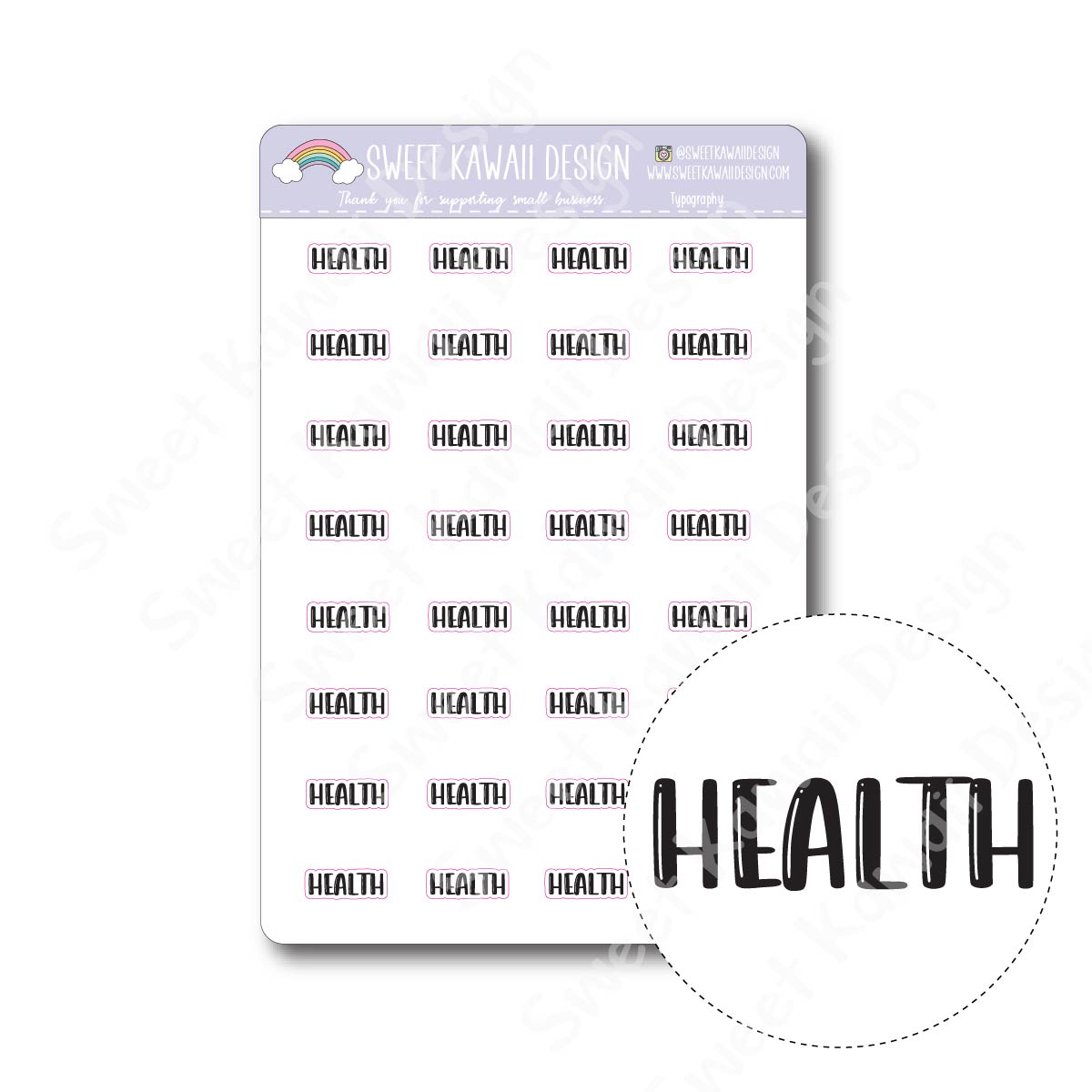 Typography Stickers - Health