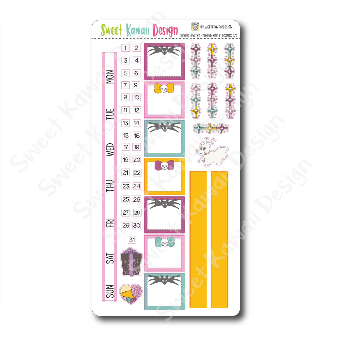 Kawaii Hobonichi Weeks Stickers - Pumpkin King Christmas