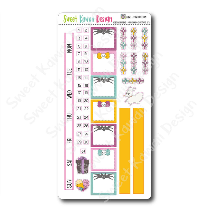 Kawaii Hobonichi Weeks Stickers - Pumpkin King Christmas